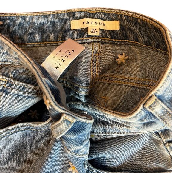 PACSUN Embroidered Flower Floral Denim Jean Miniskirt Women's Size 27 4 - Picture 3 of 5
